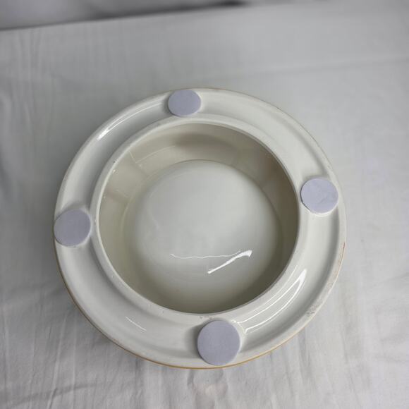 Large Round Ceramic  4 Cigar  Rest Holder Ashtray Black, Yellow White - Picture 9 of 12